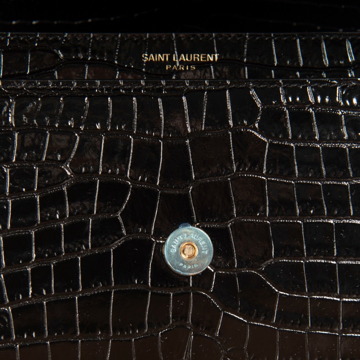 SAINT LAURENT 3050$ YSL Medium Sunset Bag - Black Croc Embossed