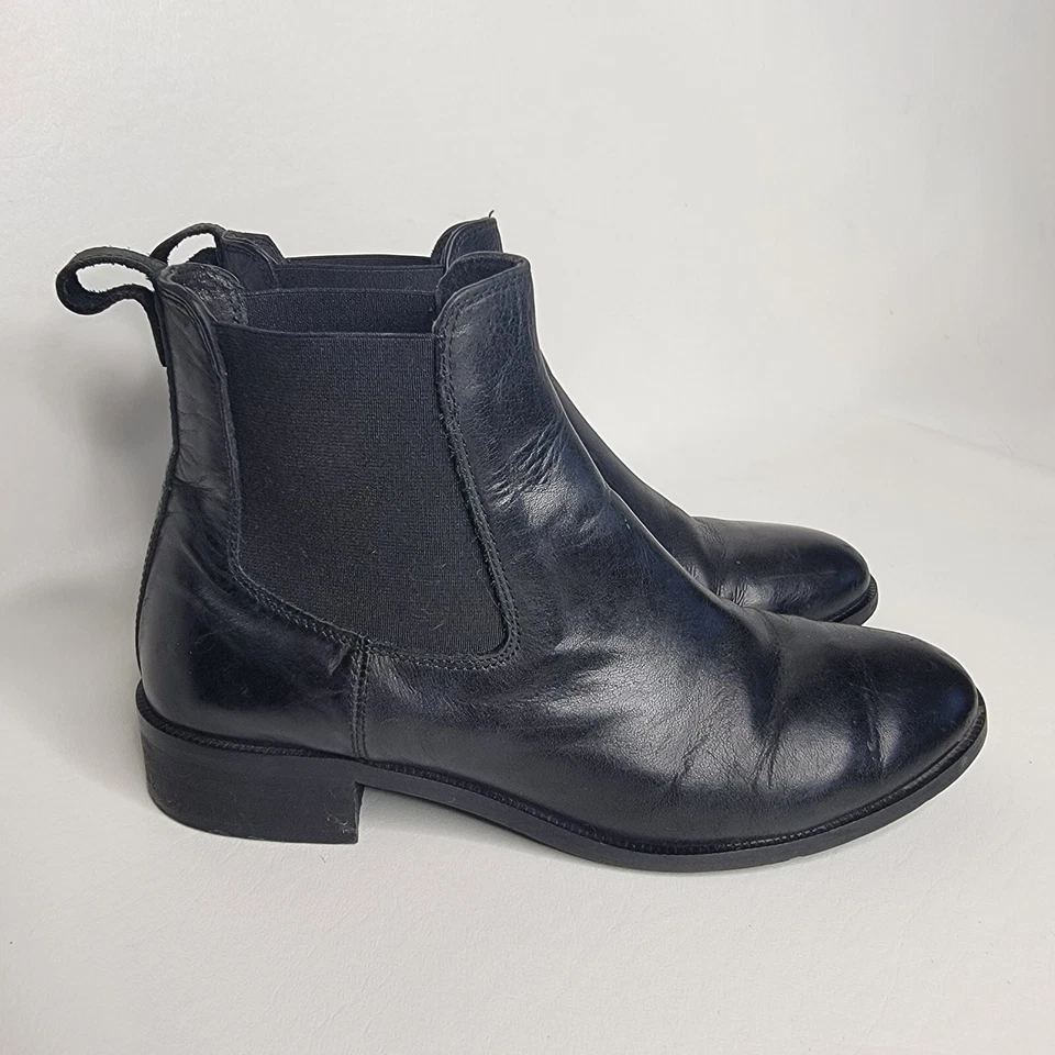 Botas Chelsea Coach and Four para mujer talla 7,5 M cuero negro hechas en Italia Foto 4 de 4