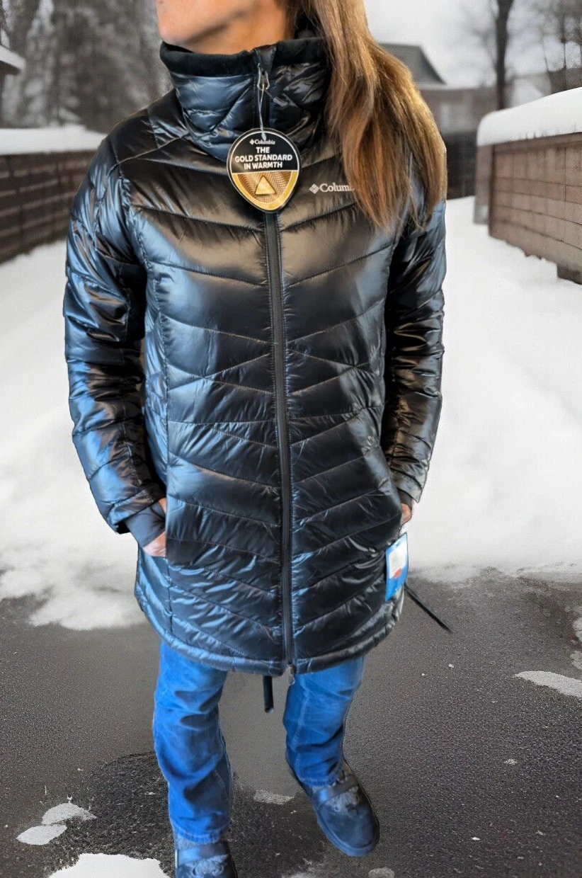 COLUMBIA Joy Peak Mid Jacket Women’s S Small Black Omni Heat Gold Infinity New
