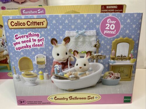 Calico Critters SEALED BOX LOT OF 4 Childrens Bedroom Bathroom Kitchen Beauty - Picture 3 of 6