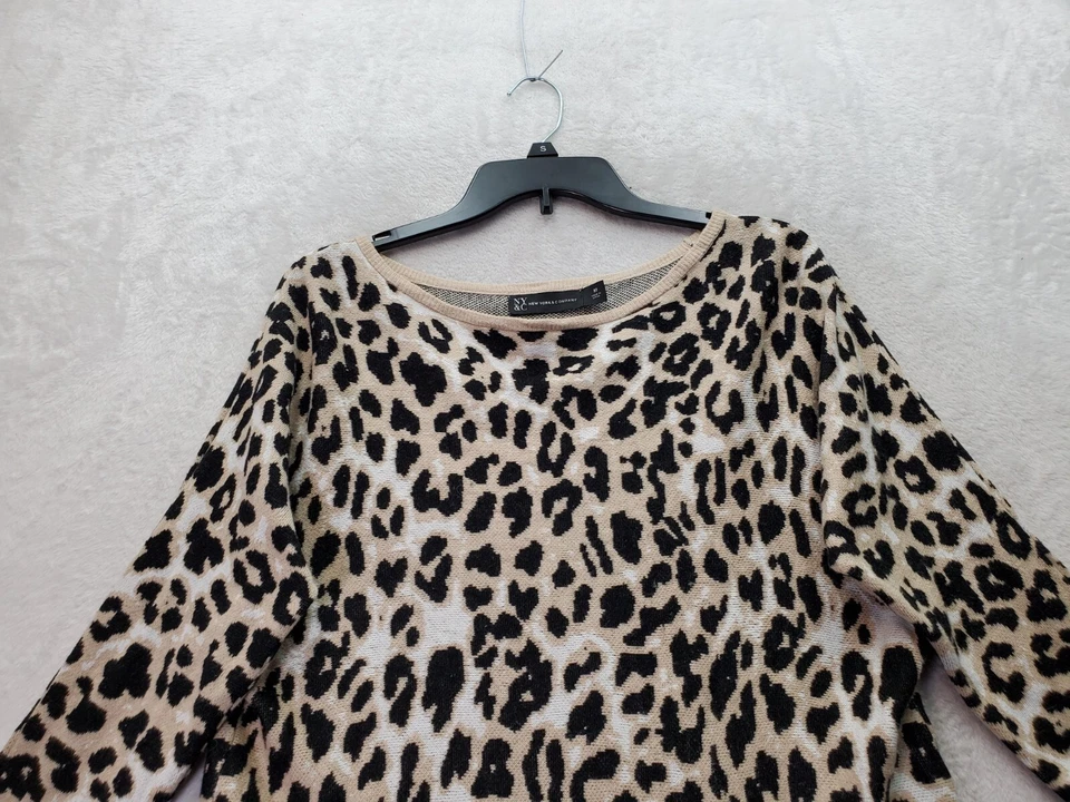 Suéter Mujer New York & Company Medio Tostado Estampado Animal Tejido Algodón Manga Larga Foto 4 de 4