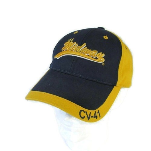 USS Midway CV-41 Baseball Cap Blue Gold 