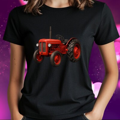 Women's Classic Tractor Motif Cotton T-Shirt Size S to 3XL