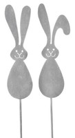 Dekorativer Gartenstecker Oster-Deko-Stecker Osterhase Langohr Metall Hellgrau