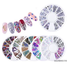 Various 3D Nail Art Rhinestones Glitters Studs Acrylic Tips Decoration Wheels