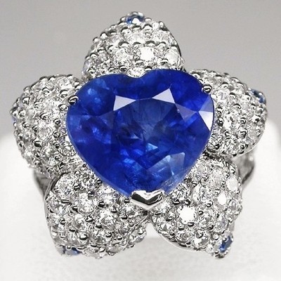 Sterling Silver Created Sapphire 2.6ct CZ Ring Size 6.5 Sterling‎ Blue Sapphire and CZ ring SZ 6.5 main image 1