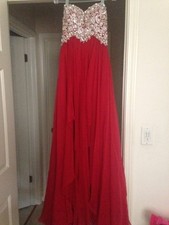Sherri Hill #3862, size 0, red full length formal gown