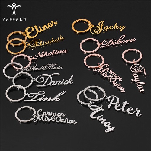 Custom Name Letter Keychain Simple Casual Unisex Keyring Personality Accessories