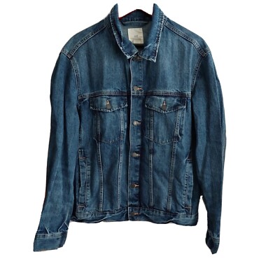 H&M Mens Medium Wash Blue Denim Jean Jacket Size See Description 
