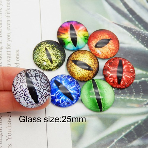 6-30 mm verschiedene halbrunde böse Drachenauge flache Rückseite Glas Cabochon Kuppel Schmuck - Bild 1 von 10