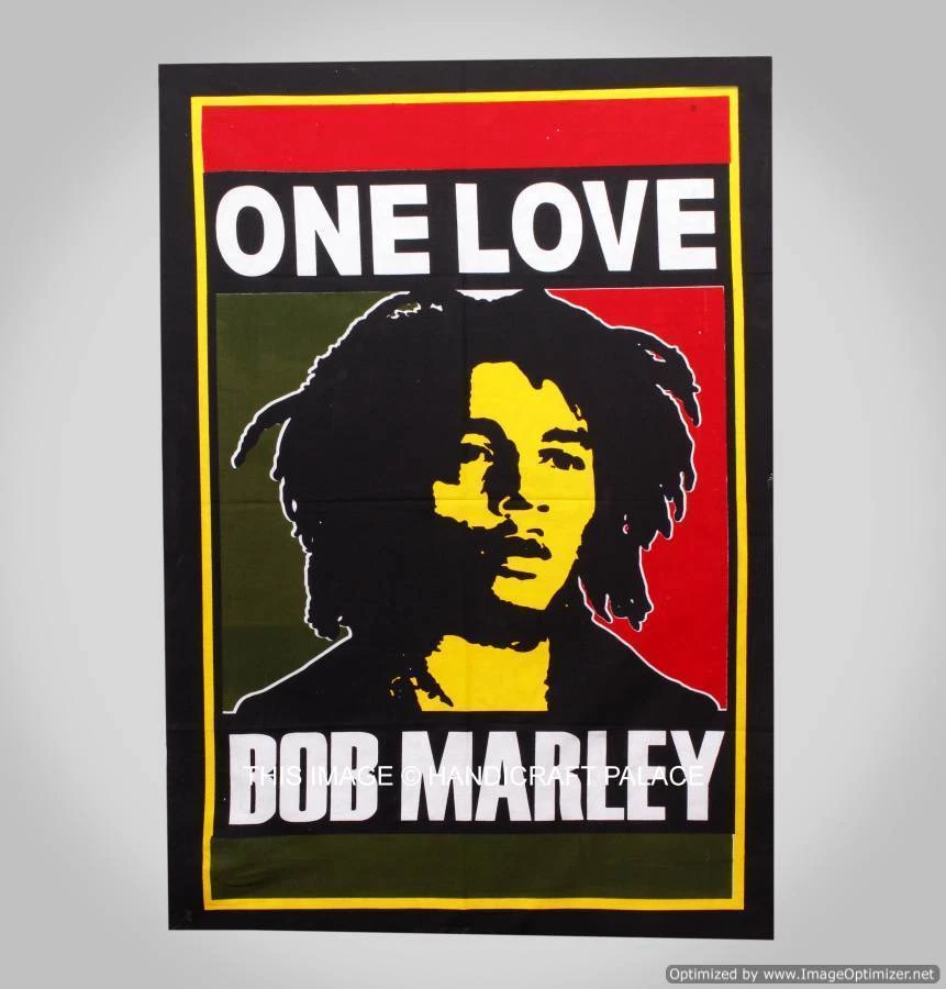 50 PCs Bob Marley Ethnic Poster Flag Cotton Ethnic Indian Tapestry Wall Hanging  Foto 3 de 4