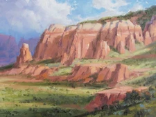 TOM HAAS painting 'Casner Mountain' oil 12"x16" Sedona Arizona cliffs sky clouds