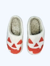 Women  s Memory Foam Pumpkin Jack O Lantern Face Slippers House Shoe - NWOT
