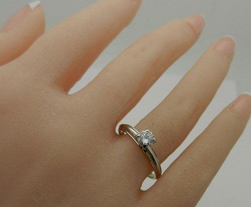 Vintage 14k Weißgold runder Solitär Diamant 0,33ct Verlobungsring Größe 7,25 - Bild 2 von 9