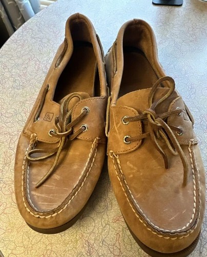 Sperry Top Sider Loafer Sahara 2-Eye Boat Shoes Tan Leather Men's Sz 11 - 第 1/16 張圖片