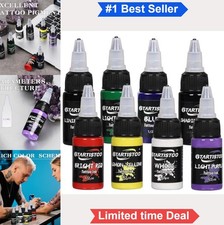 Tattoo Ink Set 8 Colors 0.5oz Each Bottle Permanent Water Based Pigment