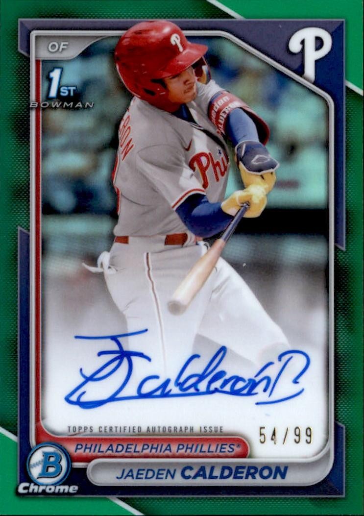 2024 Bowman Chrome #CPA-JCN Jaeden Calderon Auto Green Refractors #/99