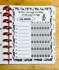 Daily Chores Cleaning Schedule Dashboard Insert for use w/ HAPPY Planner~