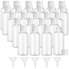 25Pcs 2 Oz Clear Plastic Empty Bottles Travel Containers with Flip Cap for Toile