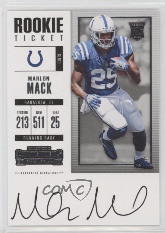 2017 Panini Contenders Rookie Ticket RPS Marlon Mack #314 Auto 6o3