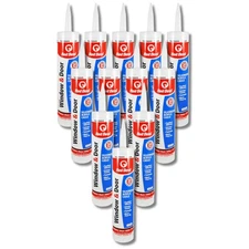 087612 Window & Door Siliconized Acrylic Caulk (Clear), 10.1 oz, Pack of 12
