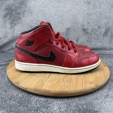 Jordan Air Jordan 1 Mid Shoes Boys Size 7Y Red Basketball 554725-602 Sneakers