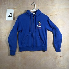 Vintage Walt Disney World Navy Zip Up Hoodie With Mickey Mouse Kids XS
