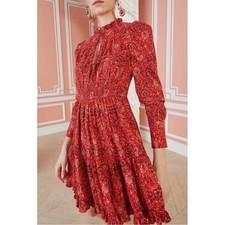 Ulla Johnson Liv Poppy Floral Dress Split V-neck Mini Dress size 0