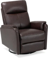 Swivel Rocking Recliner Glider Chair, Leather Reclining Rocker Chair with Footre