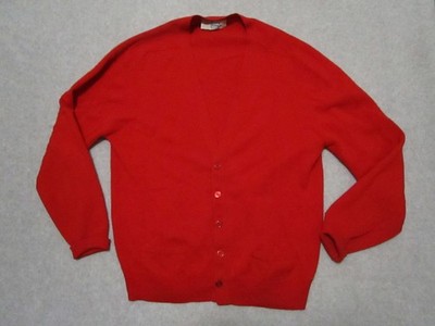 Pringle of Scotland Cardigan Mens XL Red Wool V Neck Sweater Button 46