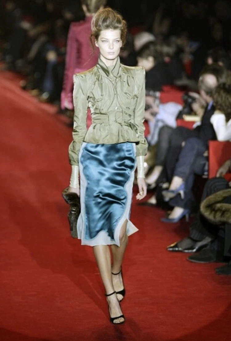 Tom Ford Yves Saint Laurent YSL Runway F/W2004 Olive Silk Jacket