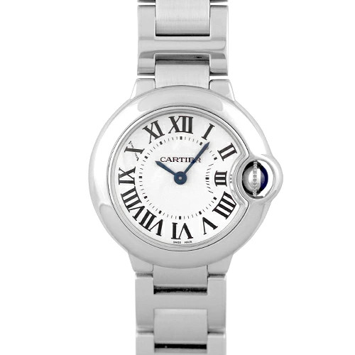 Cartier Ballon Bleu SM W69010Z4 Stainless Steel 28mm Silver Dial Quartz #TKW735