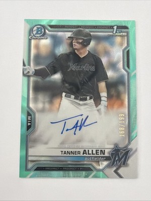2021 Bowman Draft #CDA-TA Tanner Allen Chrome Auto Aqua Lava Refractor 168/199
