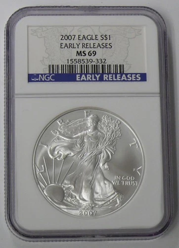 2007 MS-69 EARLY RELEASE SILVER EAGLE NGC GRADED BEAUTY, SEE PICTURES