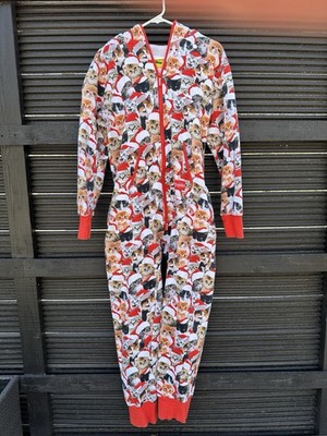 Tipsy Elves Meowy Catmus Christmas One Piece Pajamas M Medium Cat Unisex AOP