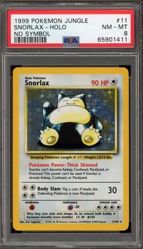 Pokemon Snorlax Jungle Holo Rare #11 NO SET SYMBOL ERROR PSA 8