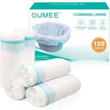 120 Disposable Blue Commode Liners for Bedside and Portable Commode Chairs