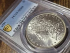 1880 Morgan Silver Dollar PCGS MS63, Philadelphia Mint, Gold Shield Slab Crack