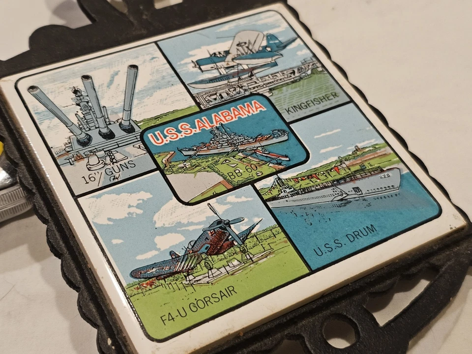 EE. UU. Remache de recuerdo Alabama con ilustraciones acorazado USS Alabama 8 X 5" W Foto 3 de 4