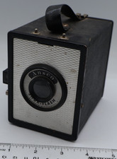 Ansco Shur Flash Box Camera Vintage 1950s Binghamton New York Art Deco No Flash