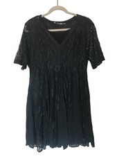 Vtg Pour Toi Black Lace Dress Whimsigoth Witchy Fairy Glam 90s Size Large India