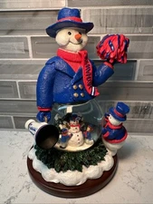 The University of Kansas KU Snowman Cheer Snow Globe The Memory Company 2003 EUC