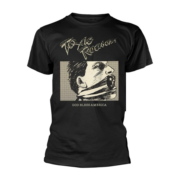 Toxic Reasons - God Bless America (Black) Black T-Shirt, Front & Back Print Larg-image