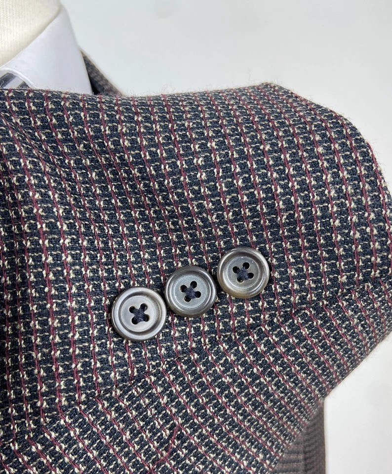 Blazer Abrigo Deportivo Traje Chaqueta Tallia Para Hombres 40R Marrón Doble Pecho Suave 100% Lana Foto 4 de 4