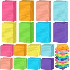 64 Pcs Lined Sticky Notes Self Stick Notes with Lines Bright Assorted Colors ...