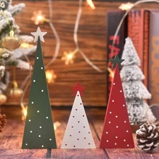 3 Pcs Wooden Christmas Trees Tabletop Decorations, Rustic Xmas Tree Ta