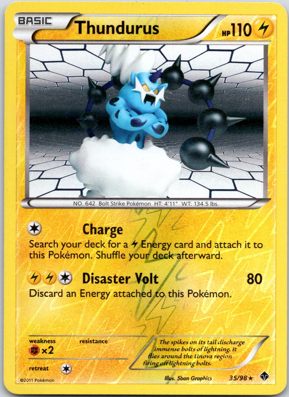 Thundurus #35/98 Reverse Holo Emerging Powers Pokemon LP