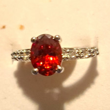 925 Silver Oval Ruby Center Stone Cocktail Ri...