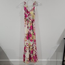 Wonderly Maxi Dress Xs Floral Faux Wrap Colorful Tropical Beach Resort Cruise