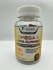 Nature's Nutrition Omega 3 Fish Oil 60 Gummies Natural -Orange -Flavor DHA & EPA